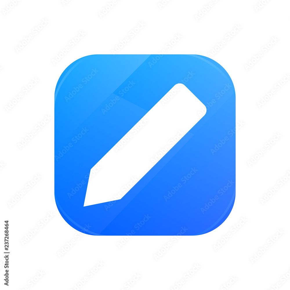 Pencil flat icon, edit glossy icon isolated on white background Pencil flat icon, edit glossy icon isolated on white background