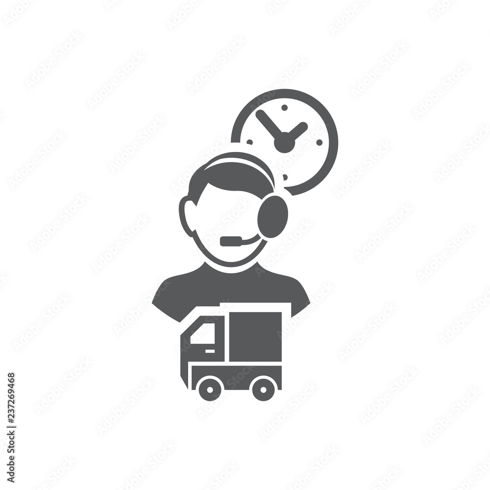 Vector picture of the person of the dispatcher, wall clock and lorry. Vector picture of the person of the dispatcher, wall clock and lorry.