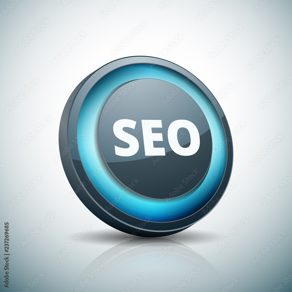 SEO Search Engine Optimisation button illustration SEO Search Engine Optimisation button illustration
