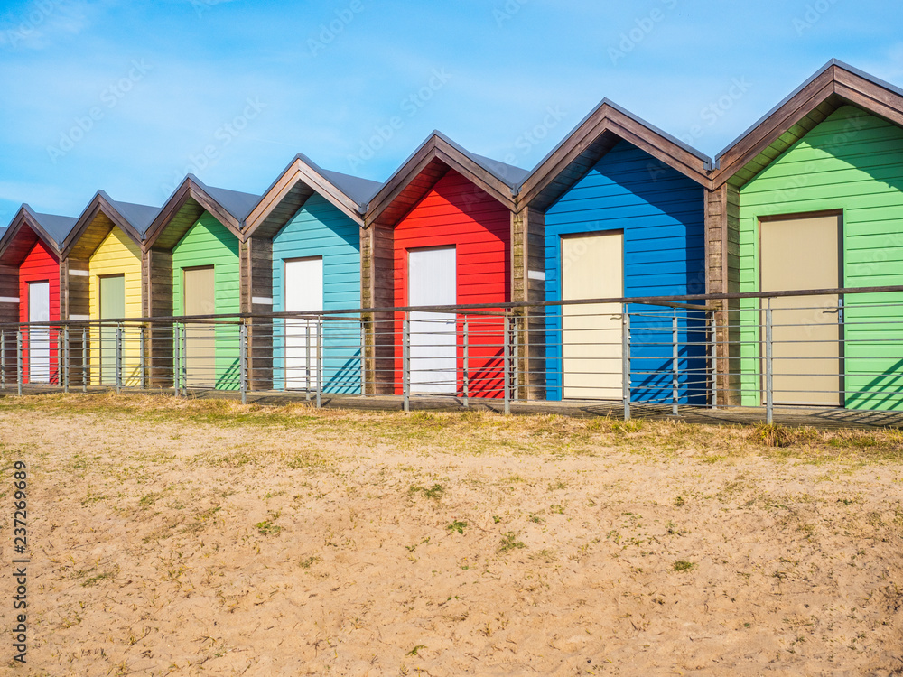 Colourful Beach Huts At Blyth, Northumberland Colourful Beach Huts At Blyth, Northumberland