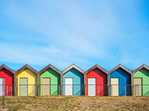 Colourful Beach Huts At Blyth, Northumberland