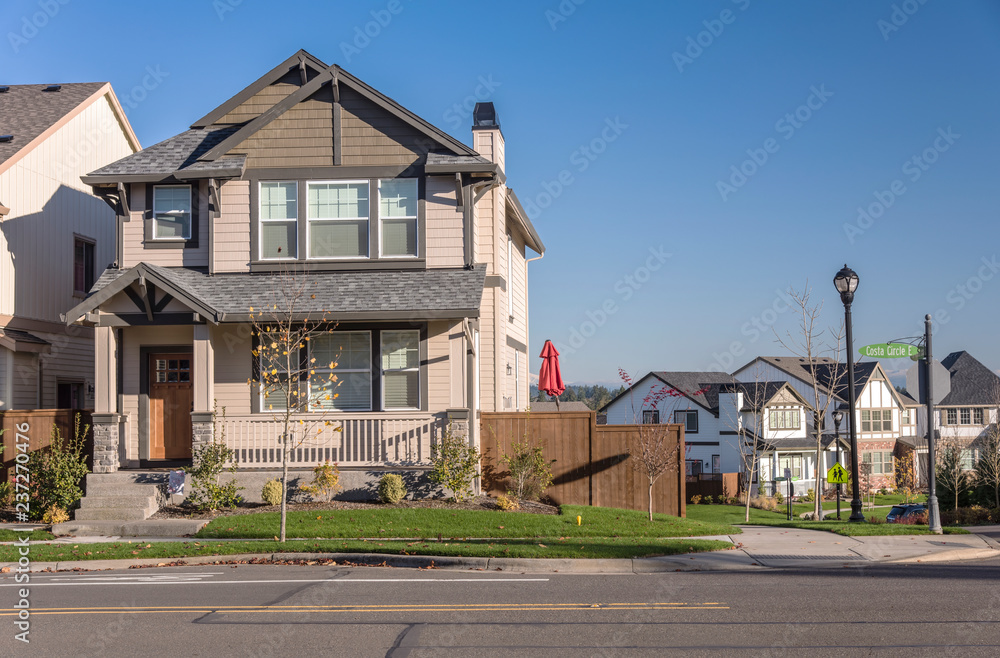 Houses in a neighborhood Wilsonville Oregon.