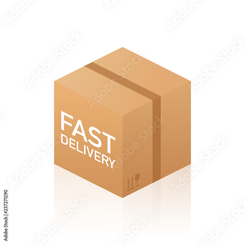 Web banner for Fast Delivery Box and E-Commerce. Flat elements isolated illustration