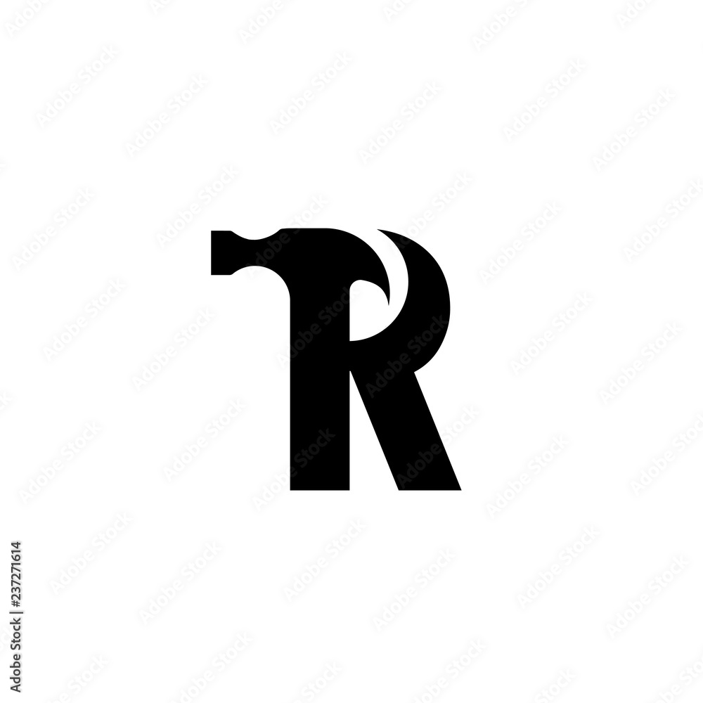 Letter R Hammer Logo Design For Construction, Manufacture, And Repairing  Stock-Vektorgrafik | Adobe Stock