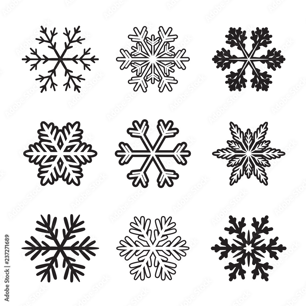 Winter set of black isolated nine icon. Vector Illustration. Winter set of black isolated nine icon. Vector Illustration.