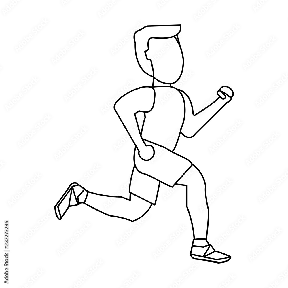 Fitness man running black and white Fitness man running black and white