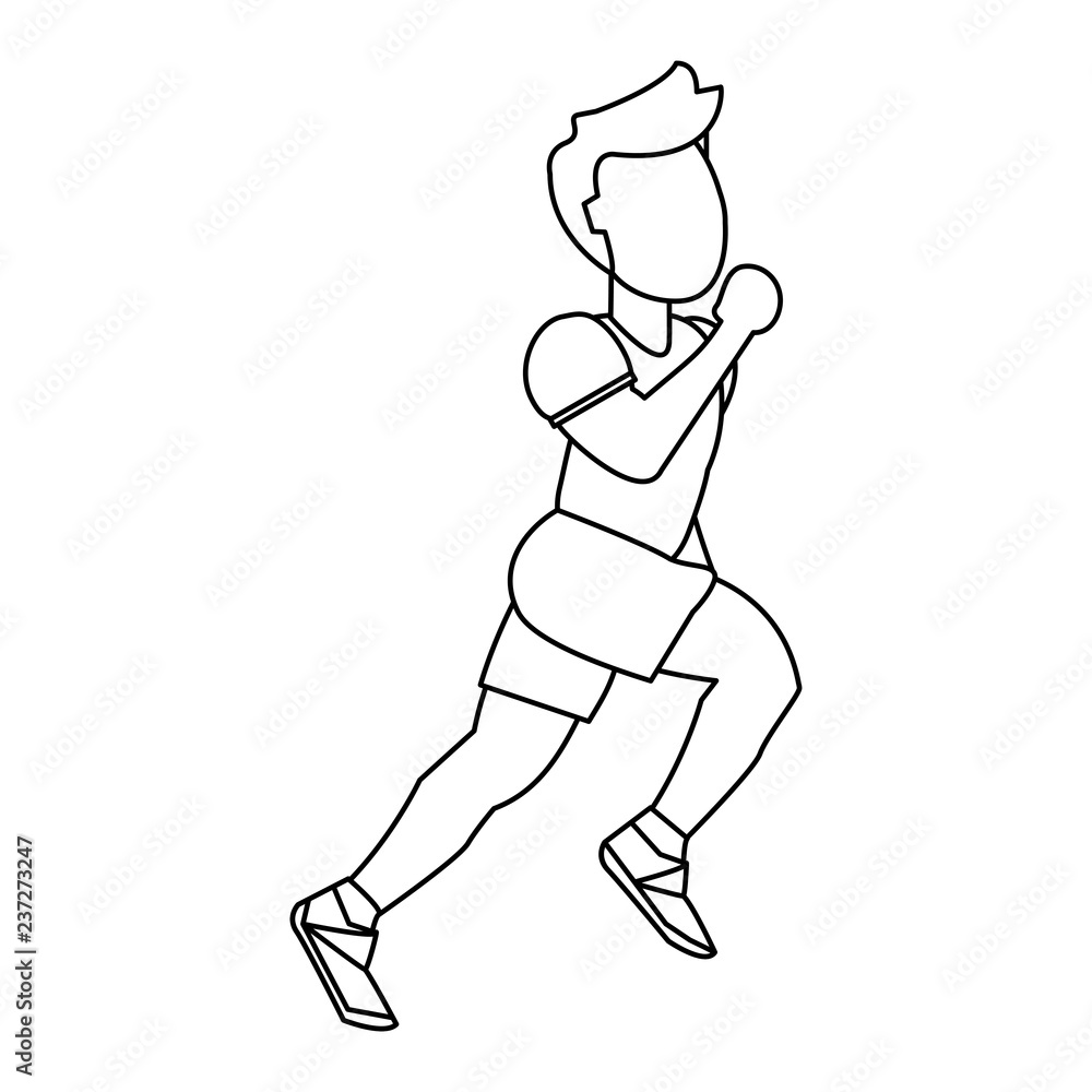 Fitness man running black and white Fitness man running black and white