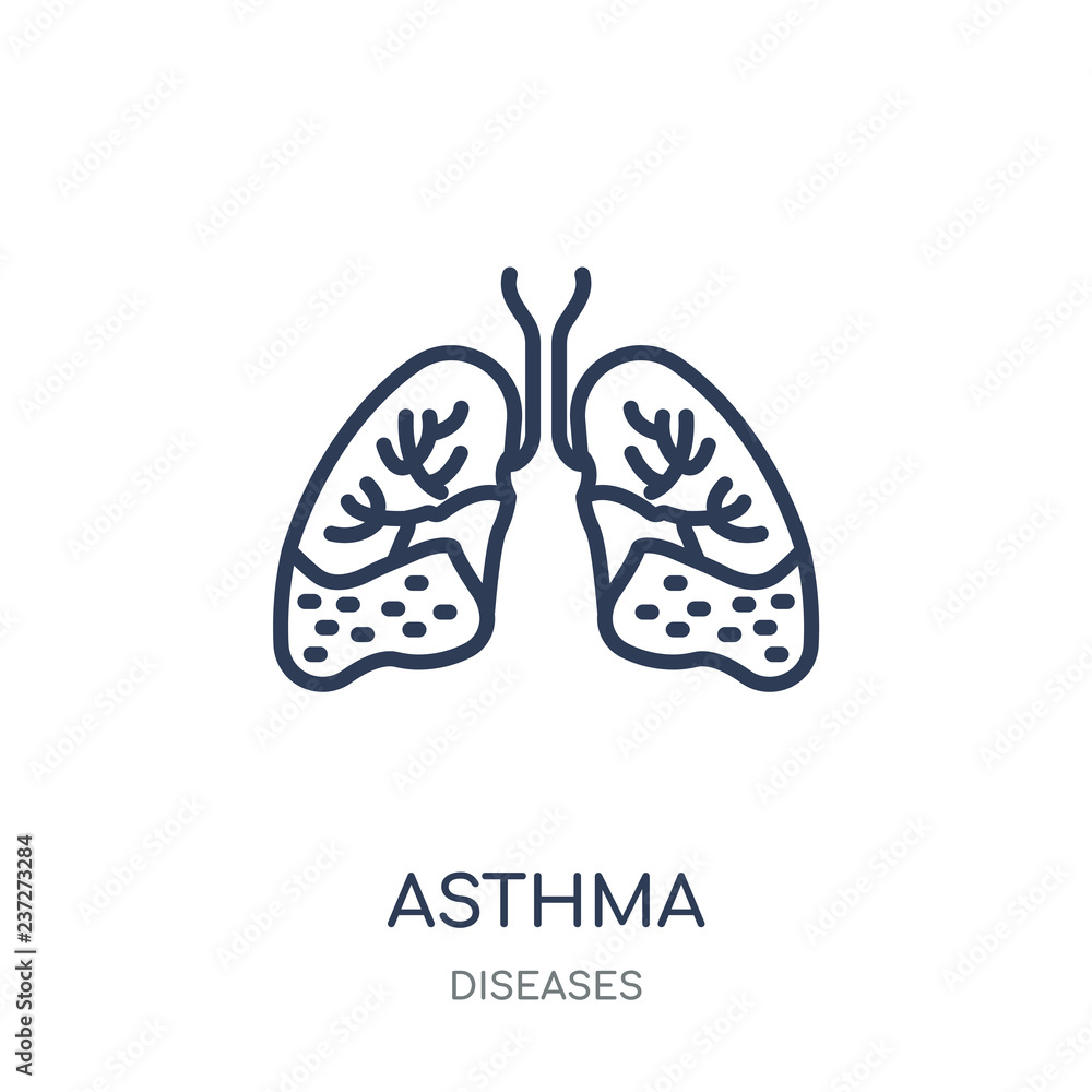 Asthma icon. Asthma linear symbol design from Diseases collection.