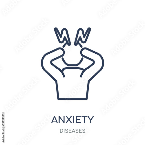 Anxiety icon. Anxiety linear symbol design from Diseases collection.