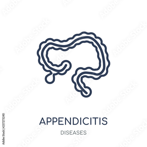 Appendicitis icon. Appendicitis linear symbol design from Diseases collection.