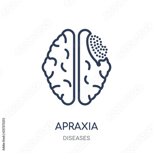 Apraxia icon. Apraxia linear symbol design from Diseases collection.