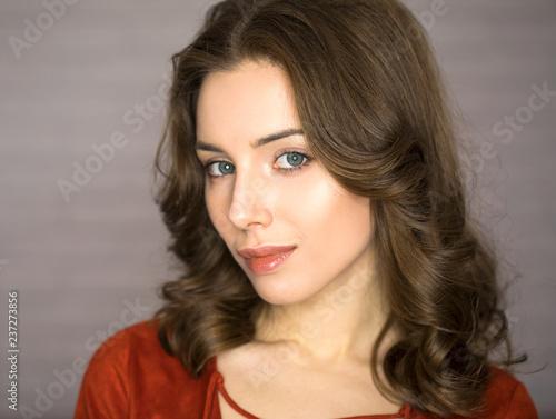 Portrait close up of young beautiful woman
