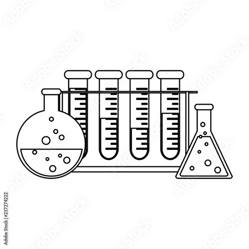 Science experiments and investigation black and white
