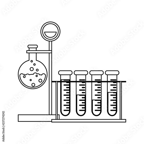 Science experiments and investigation black and white