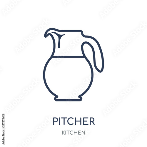 Pitcher icon. Pitcher linear symbol design from Kitchen collection.