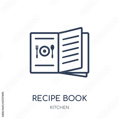 Recipe book icon. Recipe book linear symbol design from Kitchen collection.