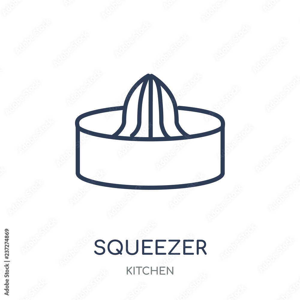 Squeezer icon. Squeezer linear symbol design from Kitchen collection. Squeezer icon. Squeezer linear symbol design from Kitchen collection.