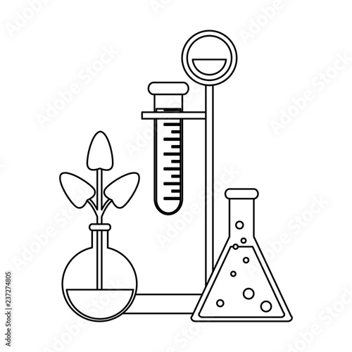 Science experiments and investigation black and white