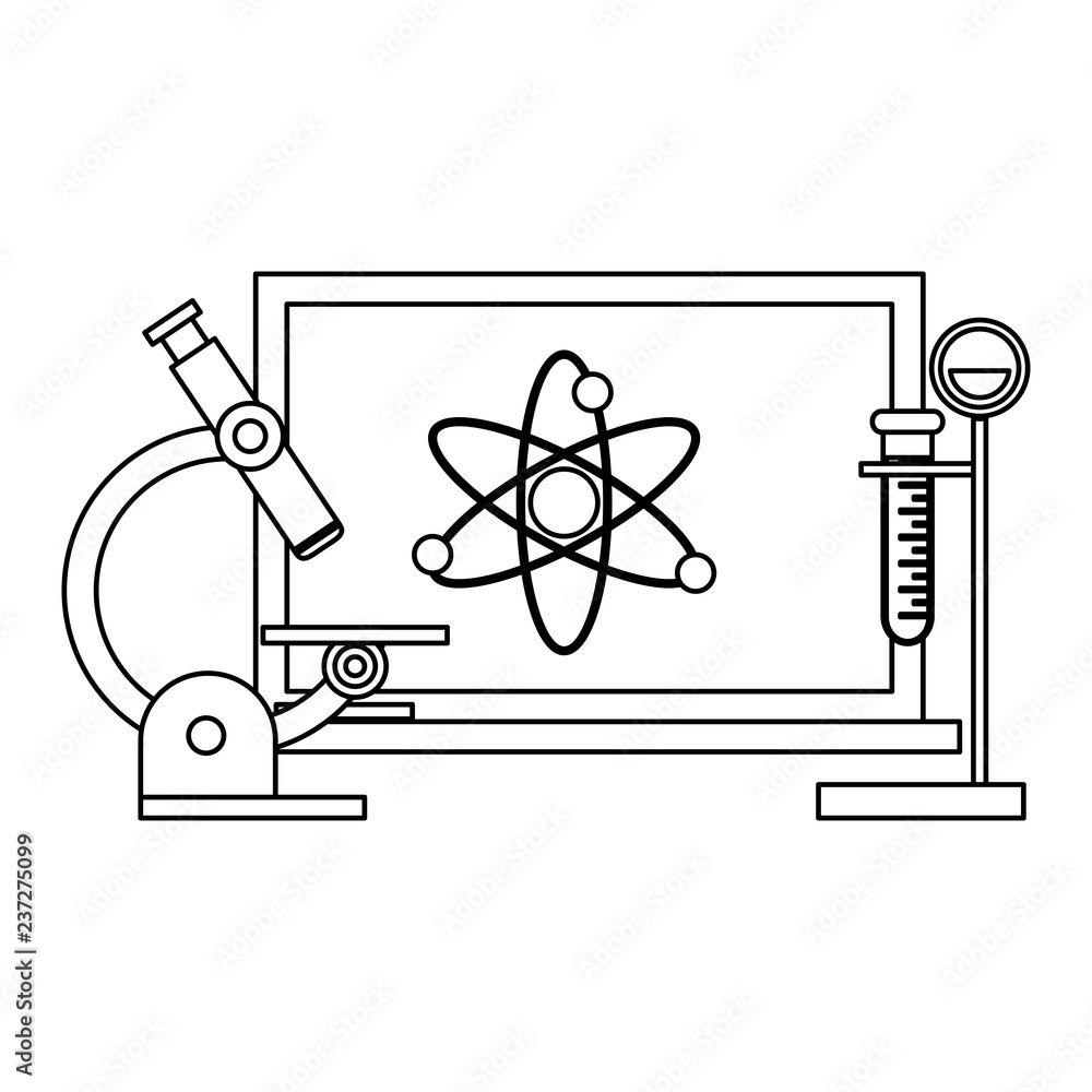 Science experiments and investigation black and white