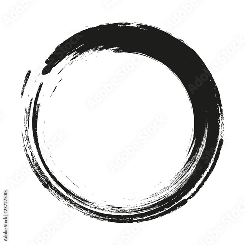 vector brush strokes circles of paint on white background. Ink hand drawn paint brush circle. Logo, label design element vector illustration. Black abstract circle. Frame. photo