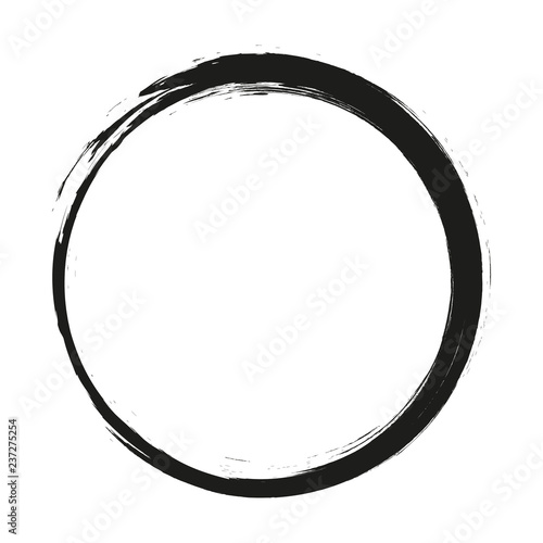 vector brush strokes circles of paint on white background. Ink hand drawn paint brush circle. Logo, label design element vector illustration. Black abstract circle. Frame.