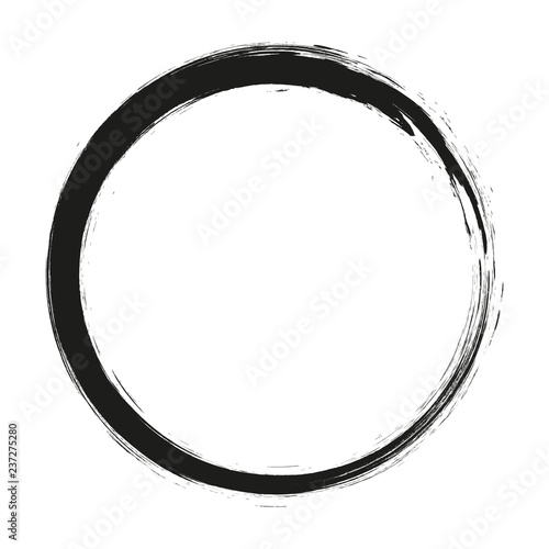 vector brush strokes circles of paint on white background. Ink hand drawn paint brush circle. Logo, label design element vector illustration. Black abstract circle. Frame.