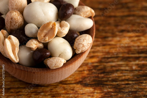 Wooden Bowl Filled with Healthy Trail Mix