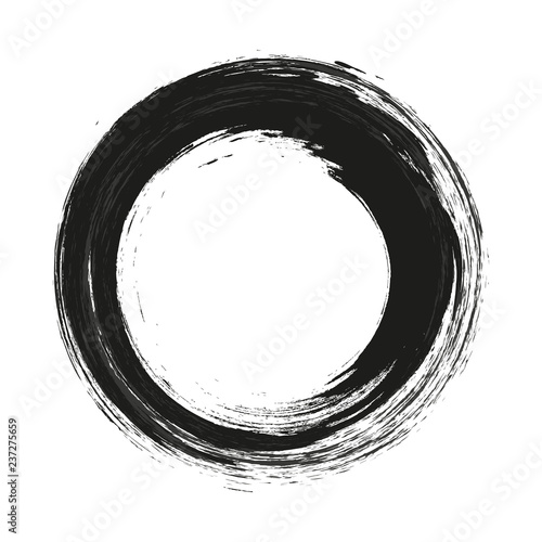 vector brush strokes circles of paint on white background. Ink hand drawn paint brush circle. Logo, label design element vector illustration. Black abstract circle. Frame.