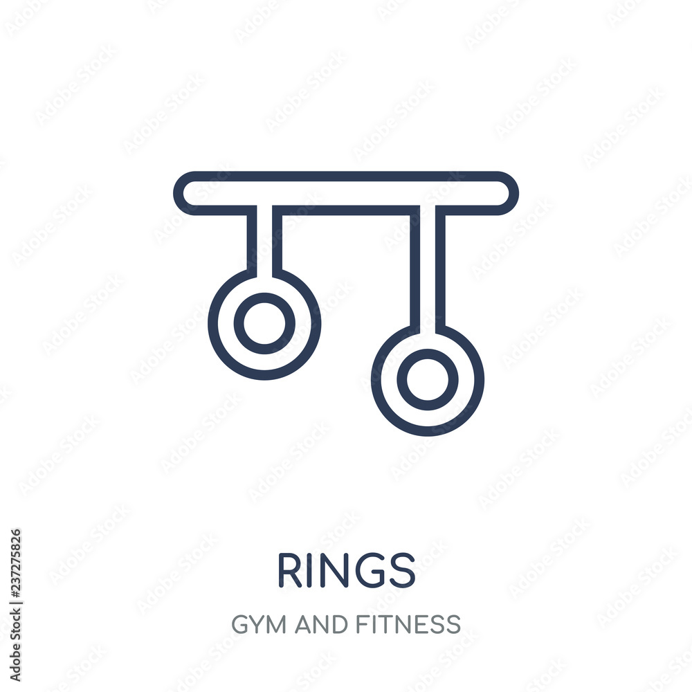 Rings icon. Rings linear symbol design from Gym and Fitness collection. Rings icon. Rings linear symbol design from Gym and Fitness collection.