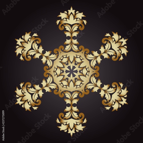 Mandala snowflake gold, tribal vintage background with a medallion.