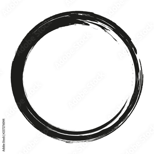 vector brush strokes circles of paint on white background. Ink hand drawn paint brush circle. Logo, label design element vector illustration. Black abstract circle. Frame.