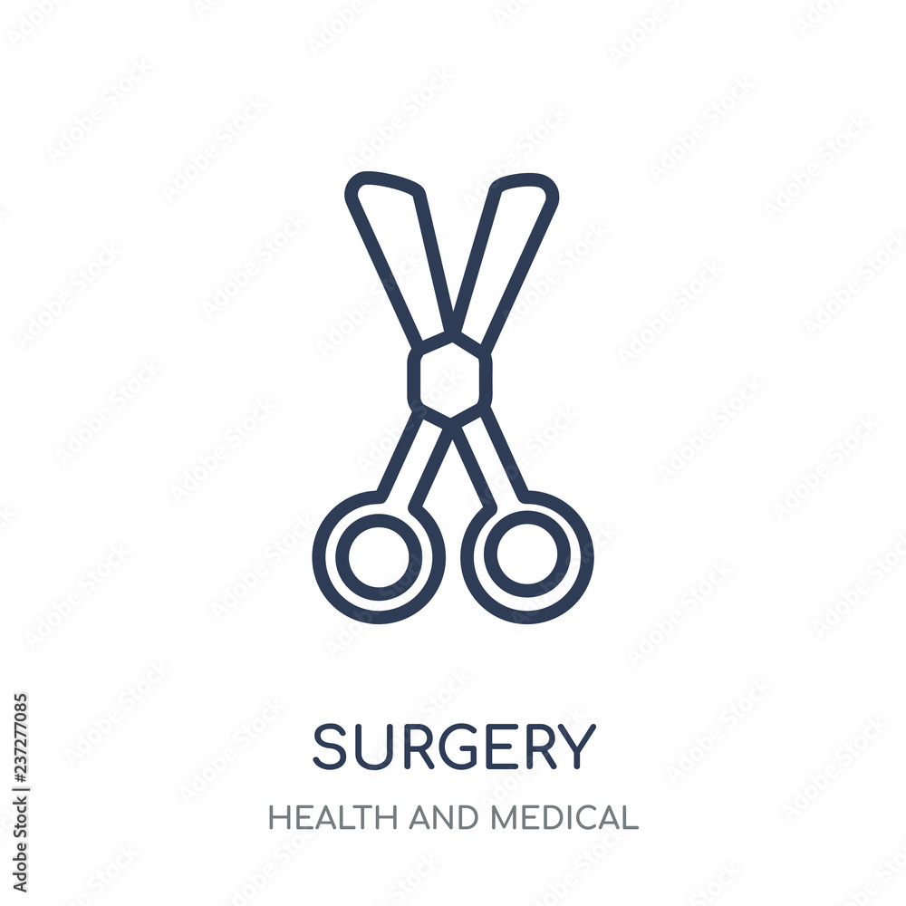 Surgery icon. Surgery linear symbol design from Health and Medical collection. Surgery icon. Surgery linear symbol design from Health and Medical collection.