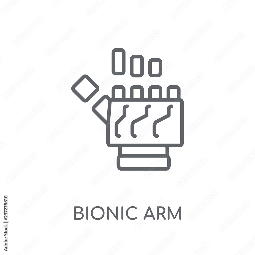 Bionic arm linear icon. Modern outline Bionic arm logo concept on white ...
