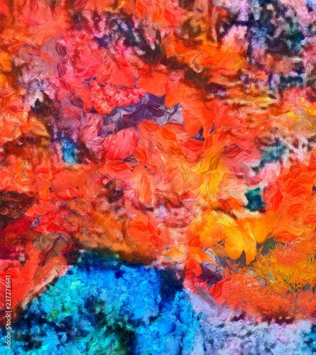 Detailed close-up grunge abstract background. Dry brush strokes hand drawn oil painting on canvas texture. Creative pattern for graphic work, web design or wallpaper. Can be use as vintage print.