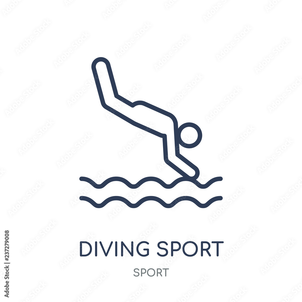Diving sport icon. Diving sport linear symbol design from sport collection. Diving sport icon. Diving sport linear symbol design from sport collection.