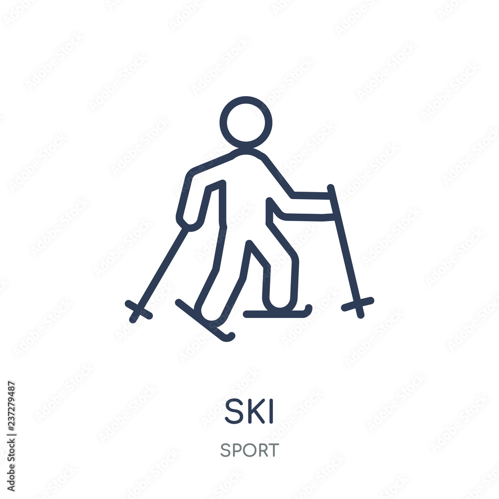Ski icon. Ski linear symbol design from sport collection.