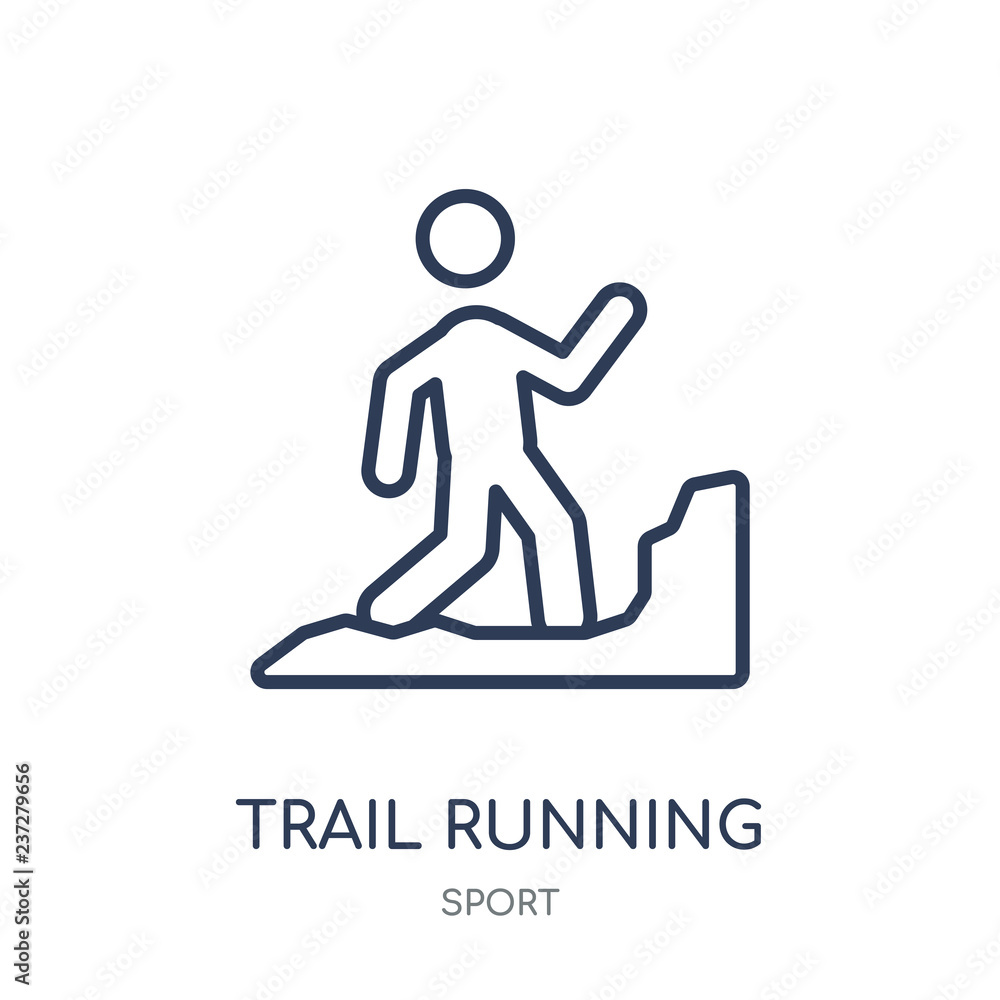 trail running icon. trail running linear symbol design from sport collection. trail running icon. trail running linear symbol design from sport collection.