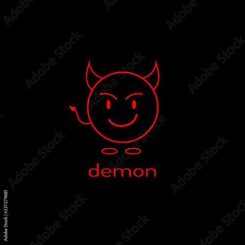 Logo as a linear devil icon. Vector graphics.