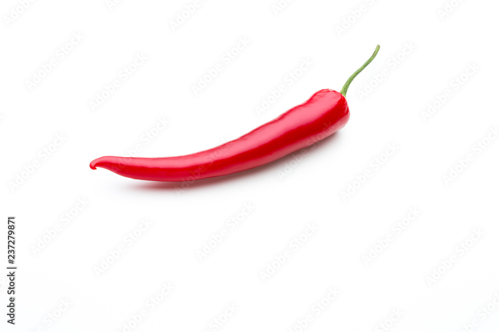 Red chilli pepper isolated on a white background.