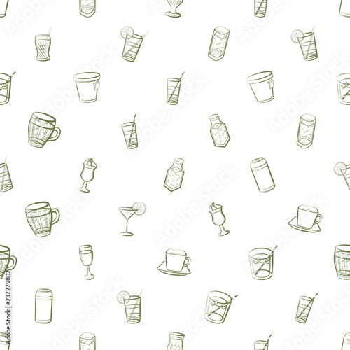 Drinks set. Background for printing, design, web. Usable as icons. Seamless. Color.