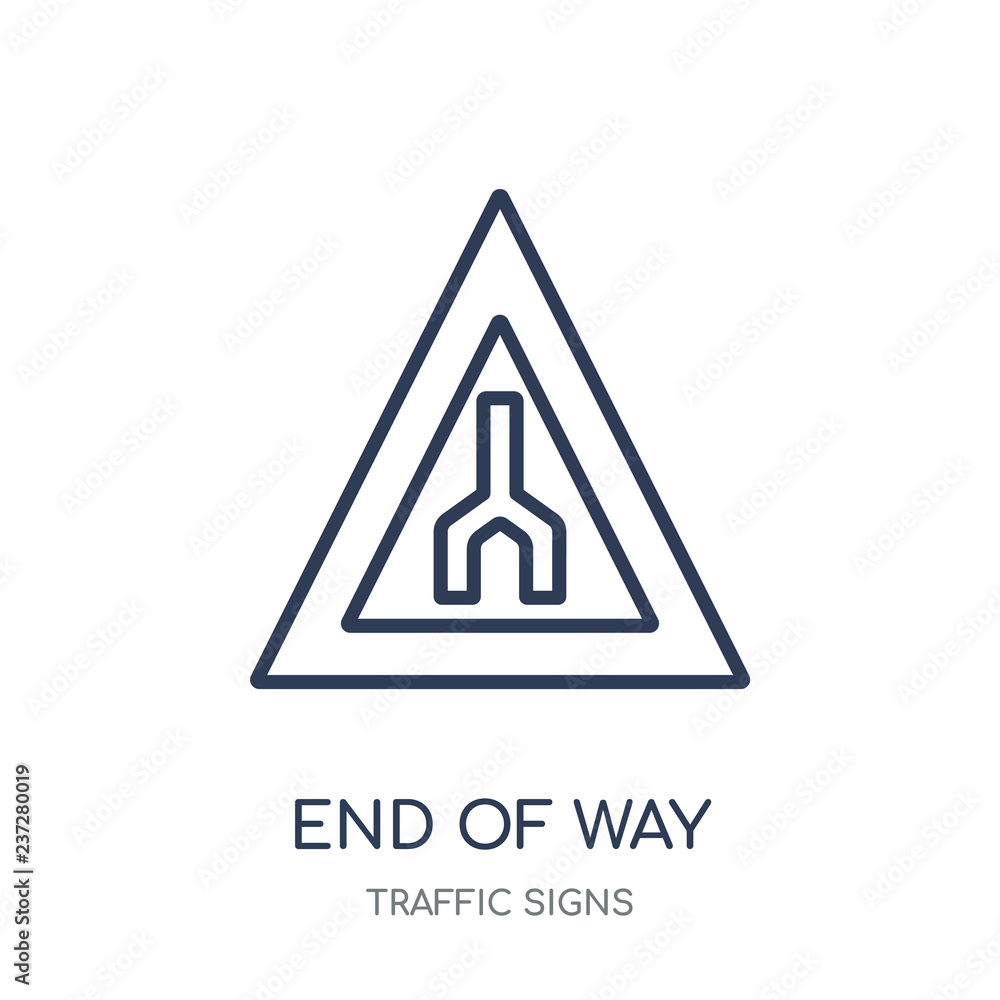 End of way sign icon. End of way sign linear symbol design from Traffic signs collection. End of way sign icon. End of way sign linear symbol design from Traffic signs collection.