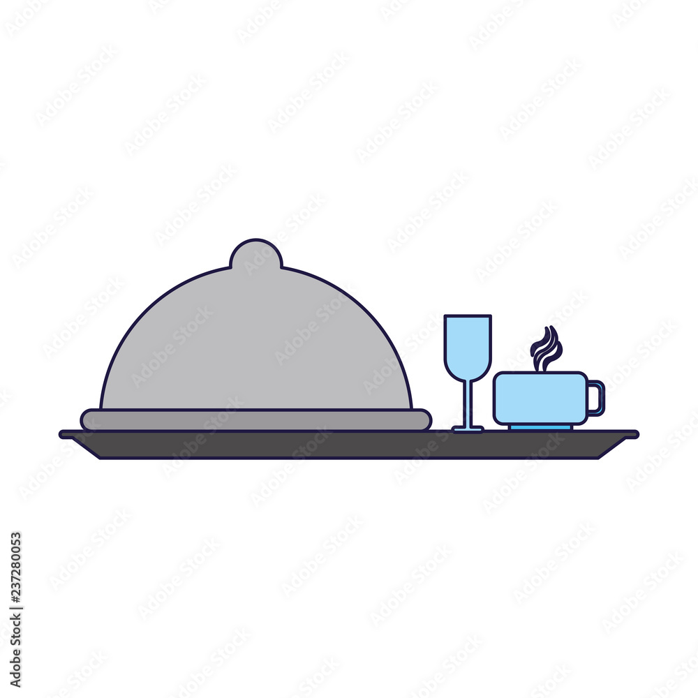 Dish dome with cups on plank Dish dome with cups on plank