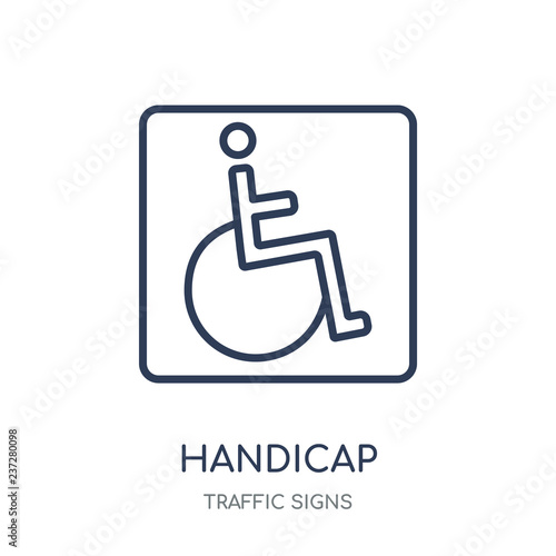 Handicap sign icon. Handicap sign linear symbol design from Traffic signs collection.