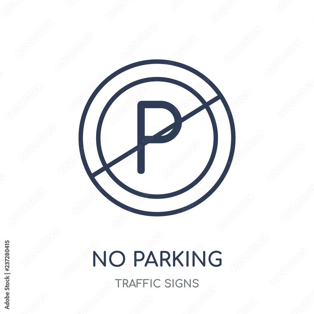 No parking sign icon. No parking sign linear symbol design from Traffic signs collection. No parking sign icon. No parking sign linear symbol design from Traffic signs collection.