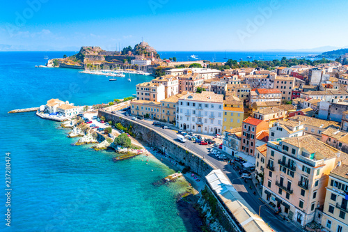 Panoramic view of Kerkyra  capital of Corfu island  Greece