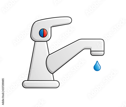 Modern water tap with a drop isolated