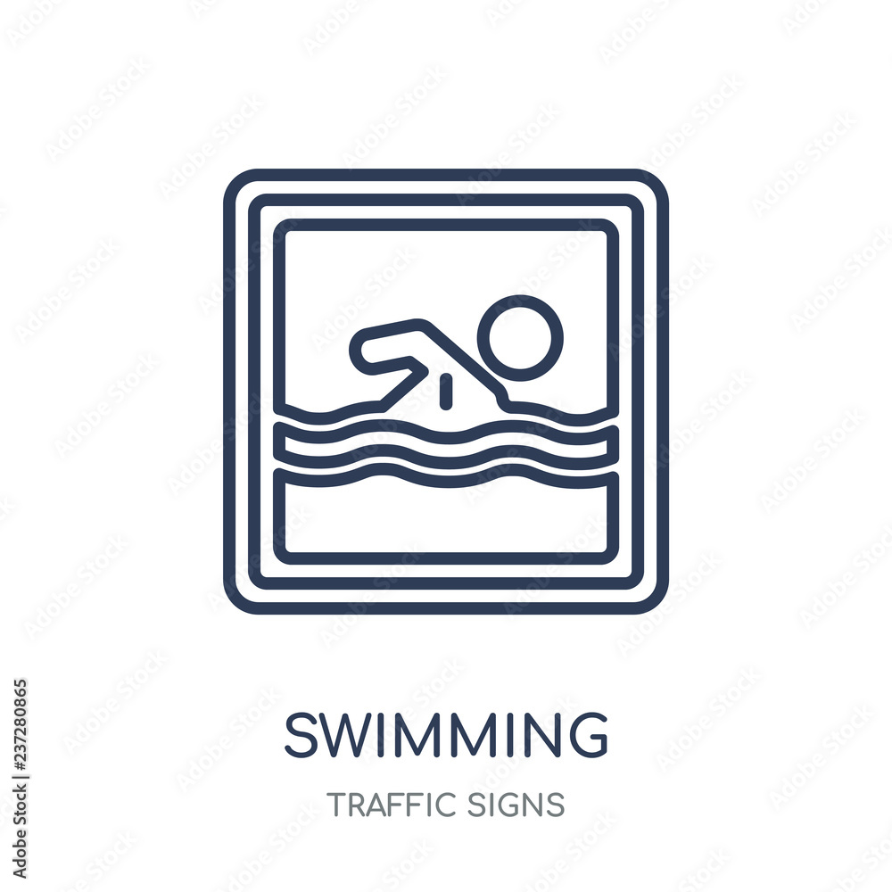 Obraz premium Swimming sign icon. Swimming sign linear symbol design from Traffic signs collection.