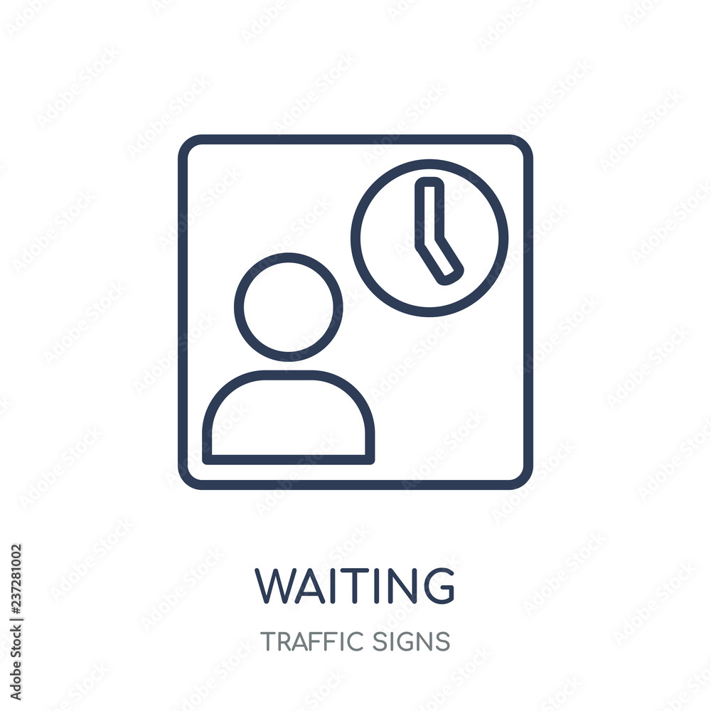 Waiting sign icon. Waiting sign linear symbol design from Traffic signs collection. Waiting sign icon. Waiting sign linear symbol design from Traffic signs collection.