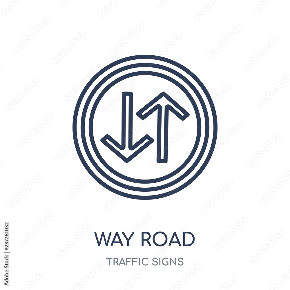Way road sign icon. Way road sign linear symbol design from Traffic signs collection. Way road sign icon. Way road sign linear symbol design from Traffic signs collection.