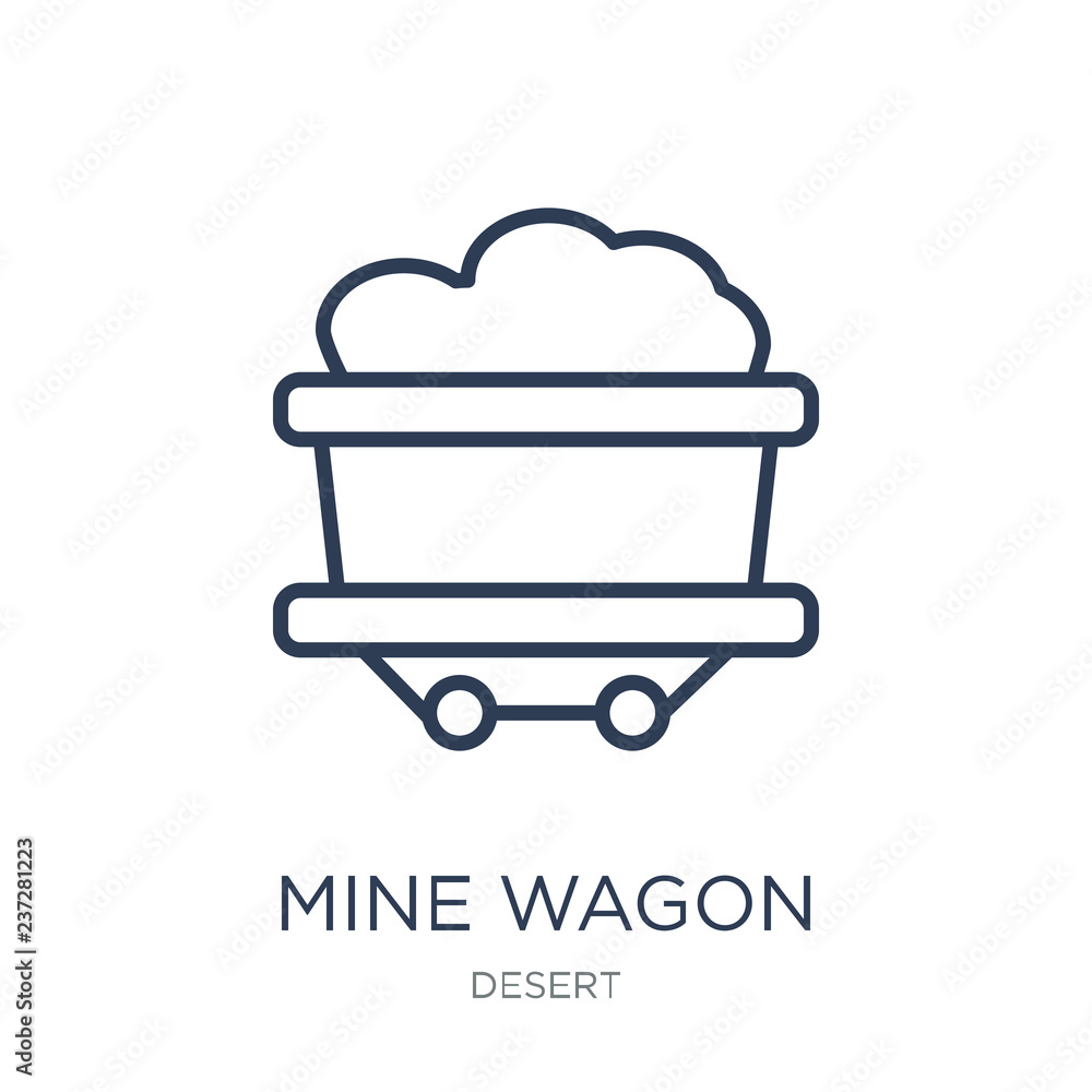 Mine Wagon icon. Trendy flat vector Mine Wagon icon on white background from Desert collection Mine Wagon icon. Trendy flat vector Mine Wagon icon on white background from Desert collection